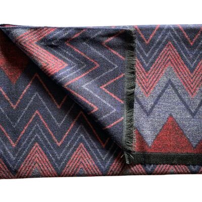Red and Blue Zigzag Bamboo Scarf
