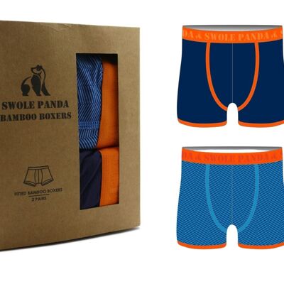 Bamboo Boxer Twin Pack - Navy & Blue Chevron