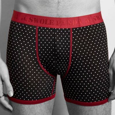 Bamboo Boxers - White Dots / Burgundy Band