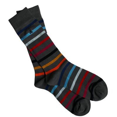 Grey Small Striped Bamboo Socks (3 pairs)
