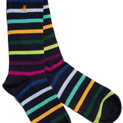 Black Small Striped Bamboo Socks (3 pairs)