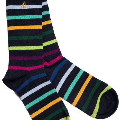 Black Small Striped Bamboo Socks (3 pairs)