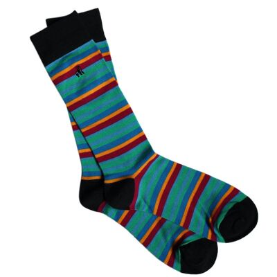 Blue Small Striped Bamboo Socks (3 pairs)