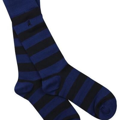 Charcoal Striped Bamboo Socks (Comfort Cuff) - 3 pairs