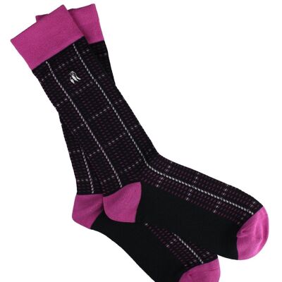 Pink and Navy Check Bamboo Socks (3 pairs)