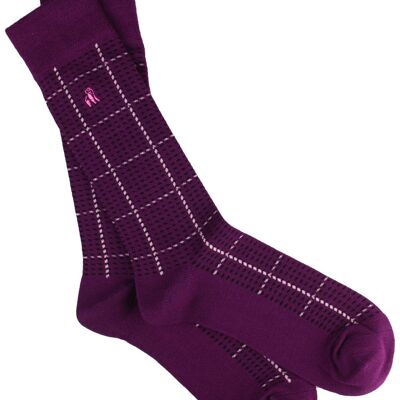 Deep Purple Check Bamboo Socks (3 pairs)