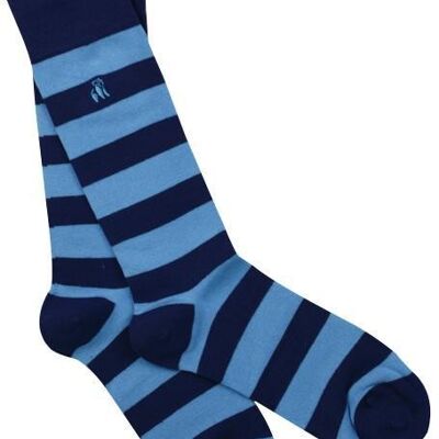 Sky Blue Striped Bamboo Socks (3 pairs)