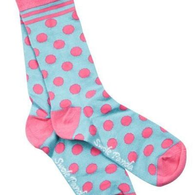 Blue and Pink Polka Dot Bamboo Socks (3 pairs)