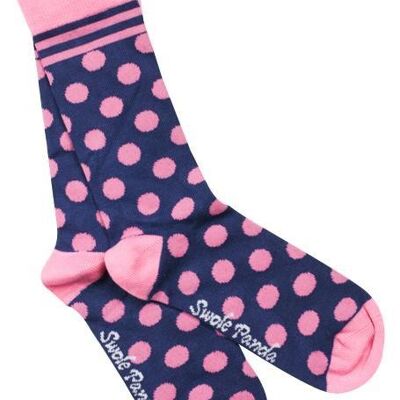 Navy and Pink Polka Dot Bamboo Socks (3 pairs)