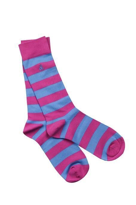 Pink and Blue Striped Bamboo Socks (3 pairs)