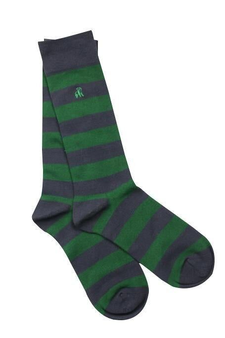 Racing Green Striped Bamboo Socks (3 pairs)