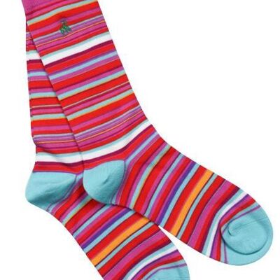 Pink and Blue Narrow Striped Bamboo Socks (3 pairs)