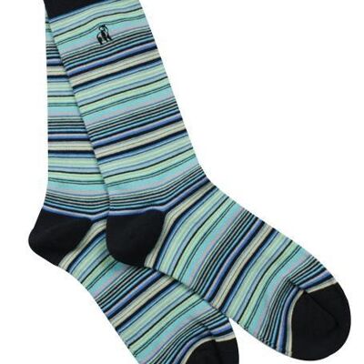 Navy and Blue Narrow Striped Bamboo Socks (3 pairs)