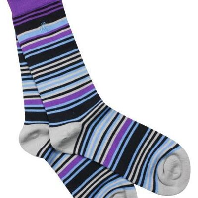 Purple and Blue Striped Bamboo Socks (3 pairs)