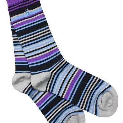 Purple and Blue Striped Bamboo Socks (3 pairs)
