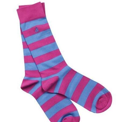 Pink and Blue Striped Bamboo Socks S (3 pairs)