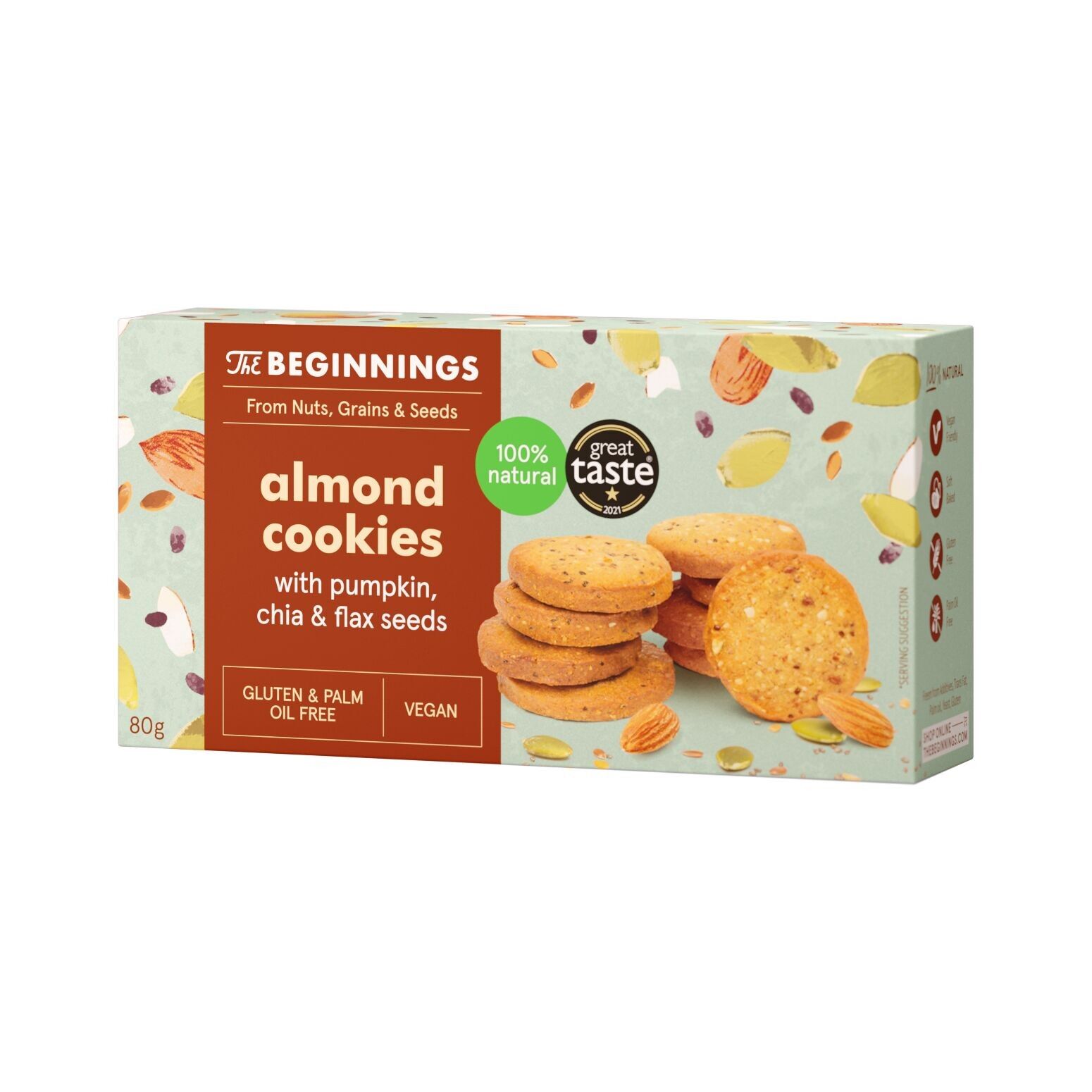 Almond cookies with pumpkin, chia & flax seeds 80 g