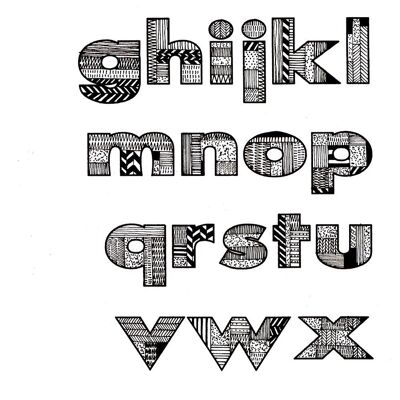 A-Z TYPOGRAPHY ART PRINT - LOWER CASE a-z ,