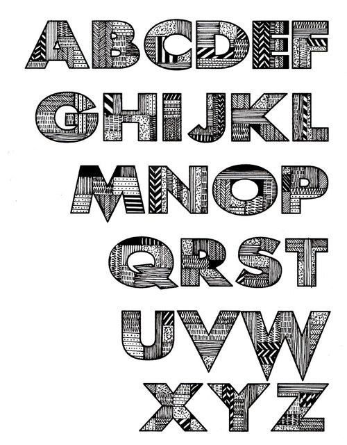 A-z typography art print - upper case a-z ,