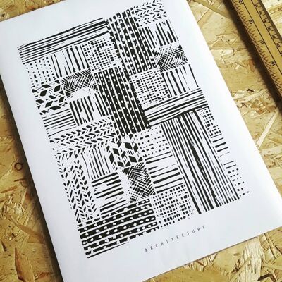 ARCHITECTURE | Impression de linogravure, A3