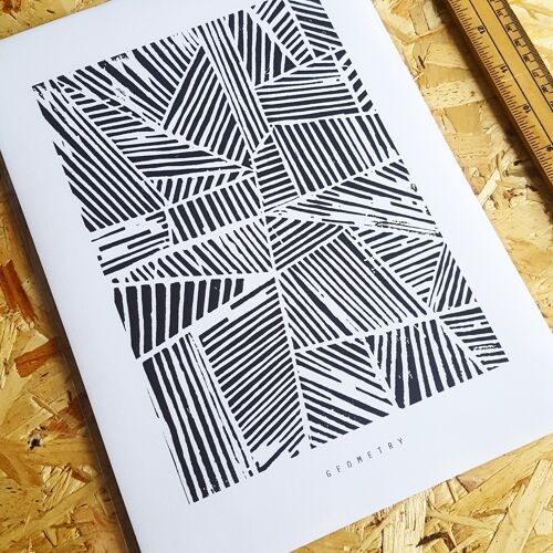 GEOMETRY | Linocut Print , A4