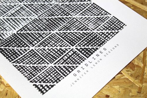 GRAPHLINES | Linocut Print , A4