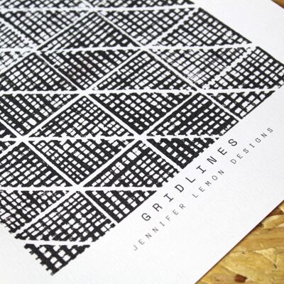 GRAPHLINES | Linocut Print , A4