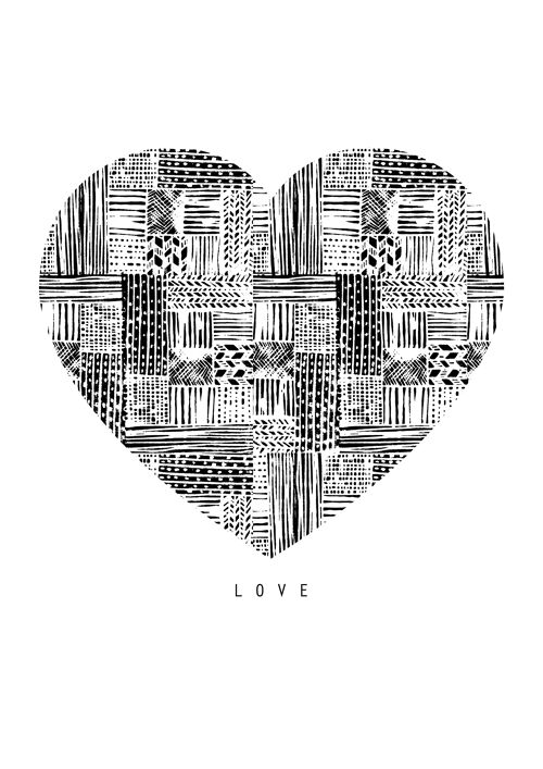 Heart architecture art print , a4