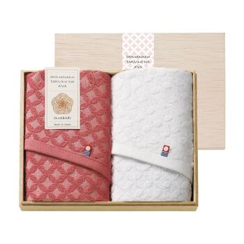 Coffret cadeau de serviettes japonaises premium 100% coton, dans une boîte en bois, Imabari fabriqué au Japon 1
