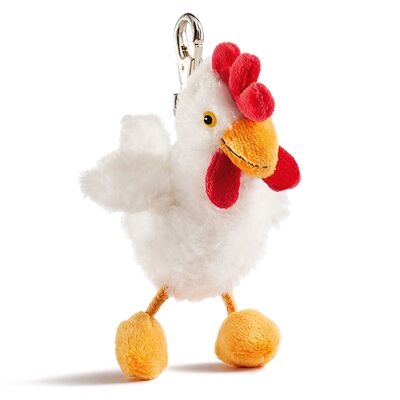 Plush key ring chicken "Brunhilde" white