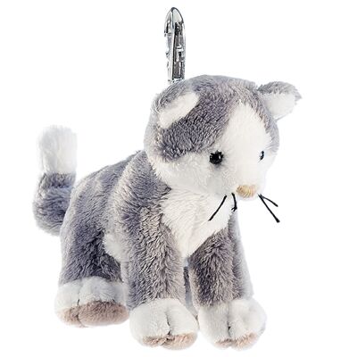Plush keychain cat "Cleo" grey