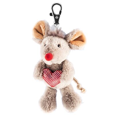 Plush keychain mouse with heart