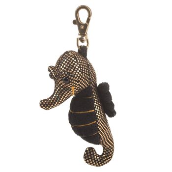 Peluche porte-clés hippocampe pailleté doré 2