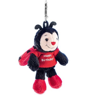 Porte-clés peluche scarabée porte-bonheur "Happy Birthday"