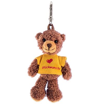 Plush keychain teddy brown "Congratulations"