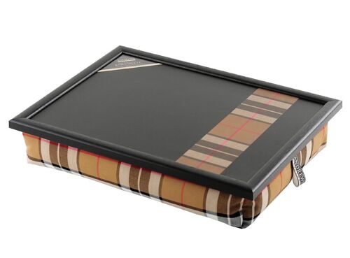 Lap tray with Thomson Camel Stripe tartan cushion