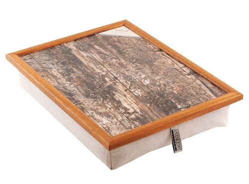 Andrews lap tray with cushion woodland bark textures