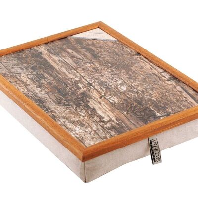 Andrews lap tray with cushion woodland bark textures