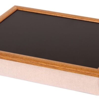 Plateau pour ordinateur portable Plateau avec coussin Plateau pour ordinateur portable tissu uni naturel / OF noir