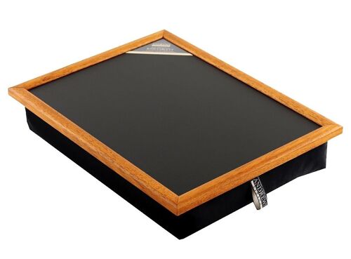 Lap tray laptray with cushion Tray for laptop fabric Uni black/ OF black/frame oak colored