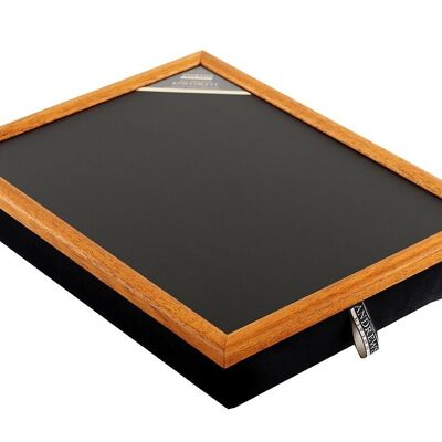 Lap tray laptray with cushion Tray for laptop fabric Uni black/ OF black/frame oak colored