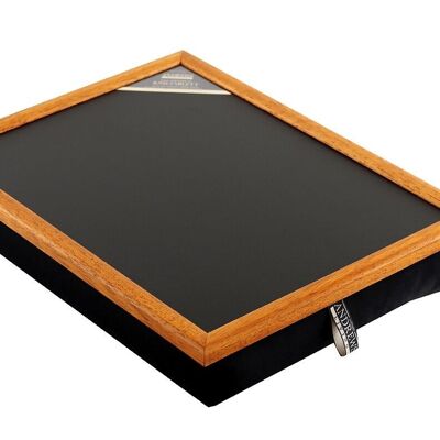 Plateau pour ordinateur portable avec coussin Plateau pour ordinateur portable tissu Uni noir/ OF noir/cadre couleur chêne