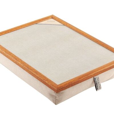 Lap tray Laptray with cushions Tray for laptop fabric Uni Natur/OF Uni Natur/frame oak-coloured