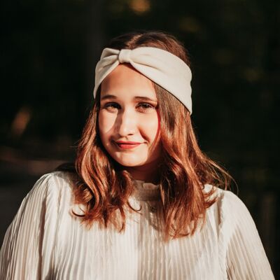 Vanina ecru organic cotton velvet headband