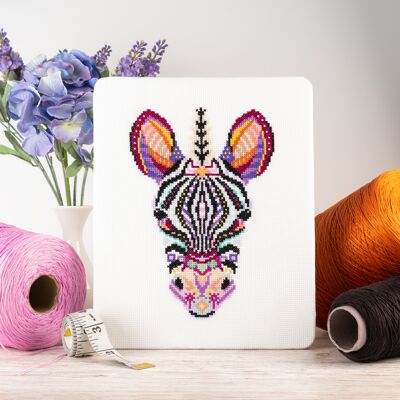 Mandala Zebra Cross Stitch Kit