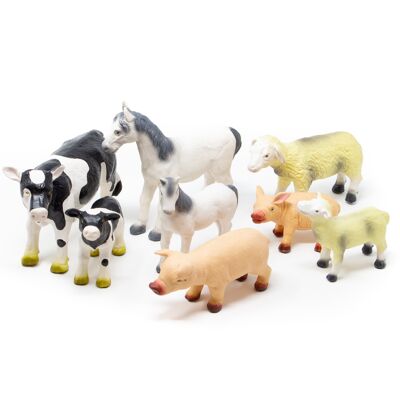 Farm animals 8-set (horse, foal, cow, calf, pig, piglet, sheep, lamb)
