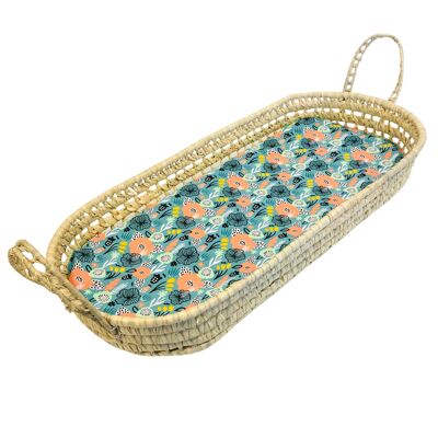 panier à langer en osier jersey fleurs tropicales