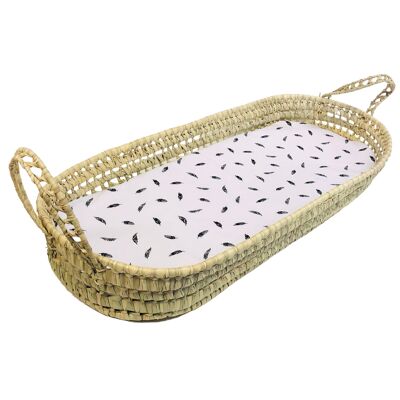 wicker changing basket feathers cotton & waffle