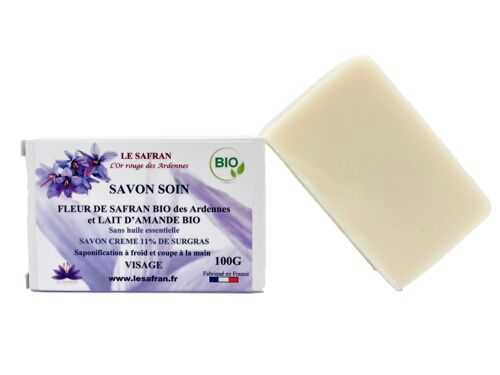 Savons Soin Visage Bio Fleurs de Safran et Lait d'amande