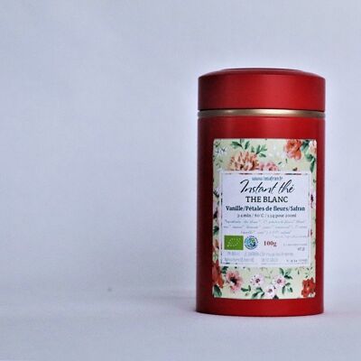 Thé blanc bio Vanille-Fleurs-Safran, 100g, 66 tasses